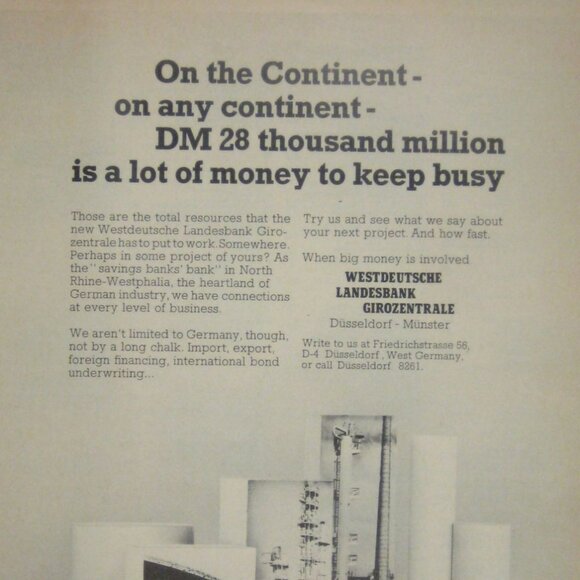Westdeutsche Landesbank Girozentrale 1960s Advertisement Print 1960s Vintage AD - Picture 2 of 2
